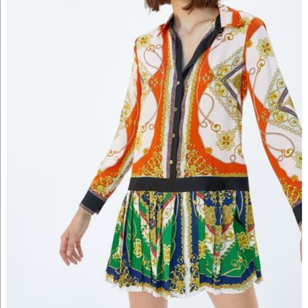 Zara Chain Patchwork Print Mini dress